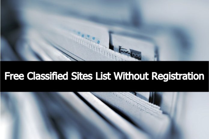 Free Classified Sites List Without Registration